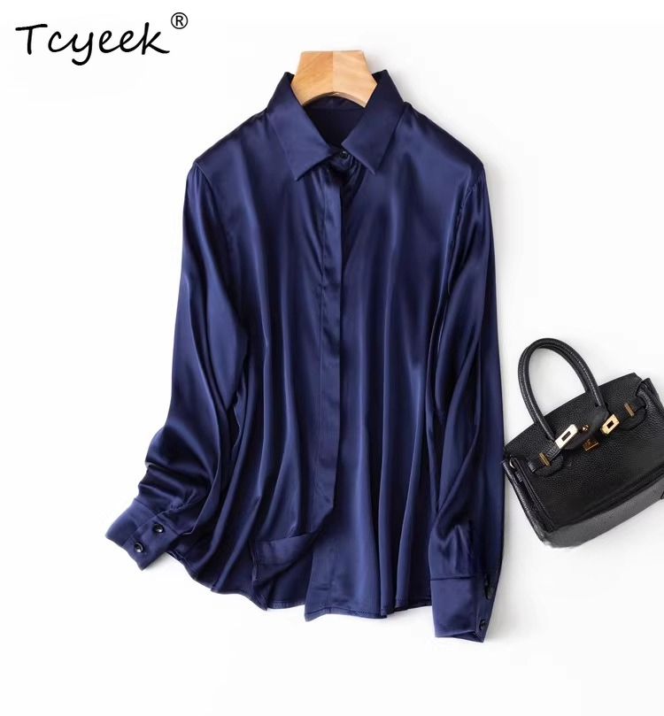 Silk Blouse Button - Tcyeek – hauts en soie de