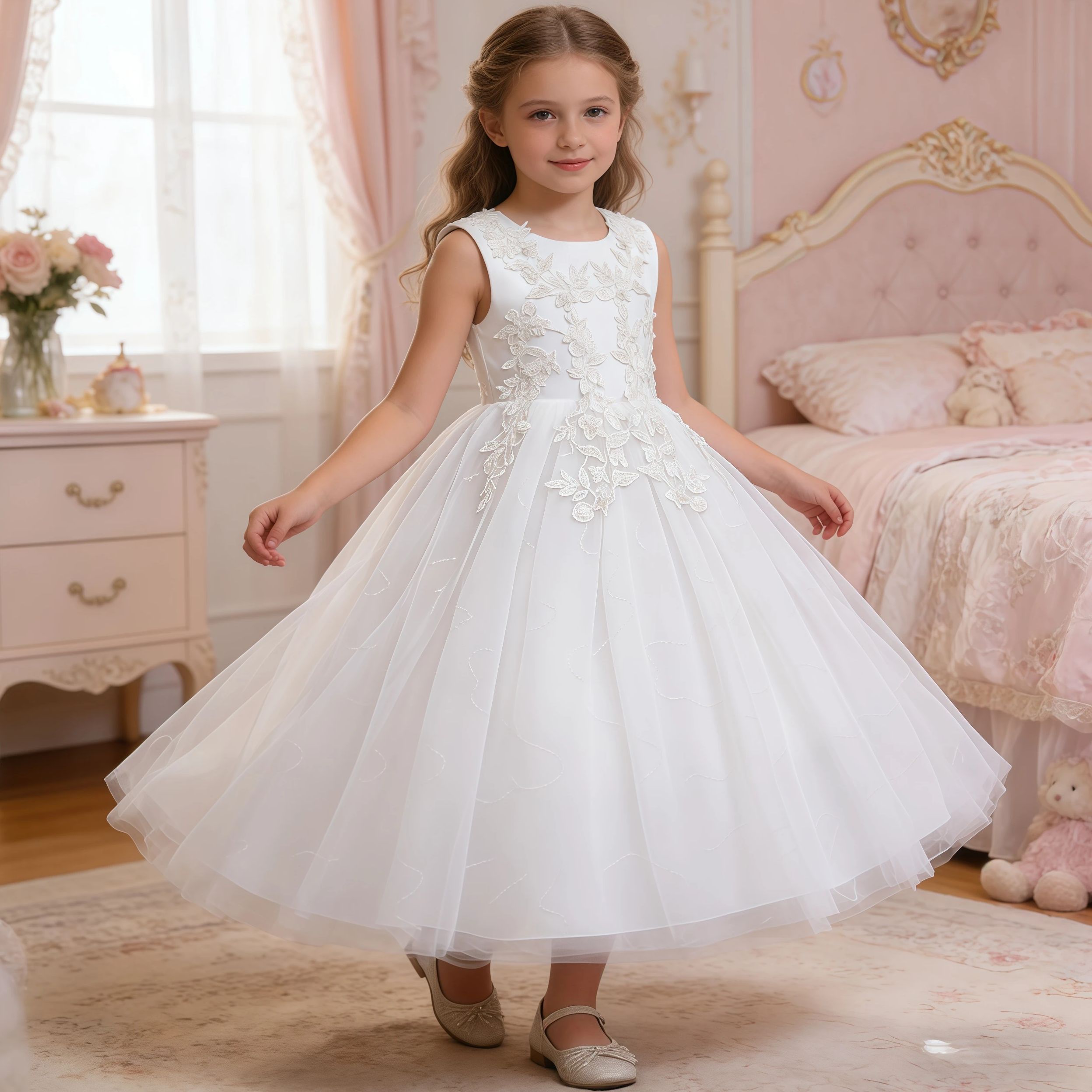 Women'S Formal Wear For Girls - Robe longue blanche de demoiselle d'honneur