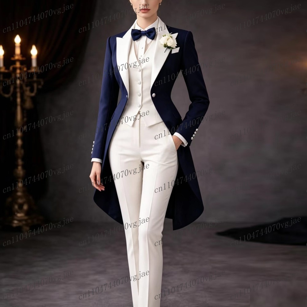 Women'S Formal Wear For Girls - Costume long bleu marine et blanc