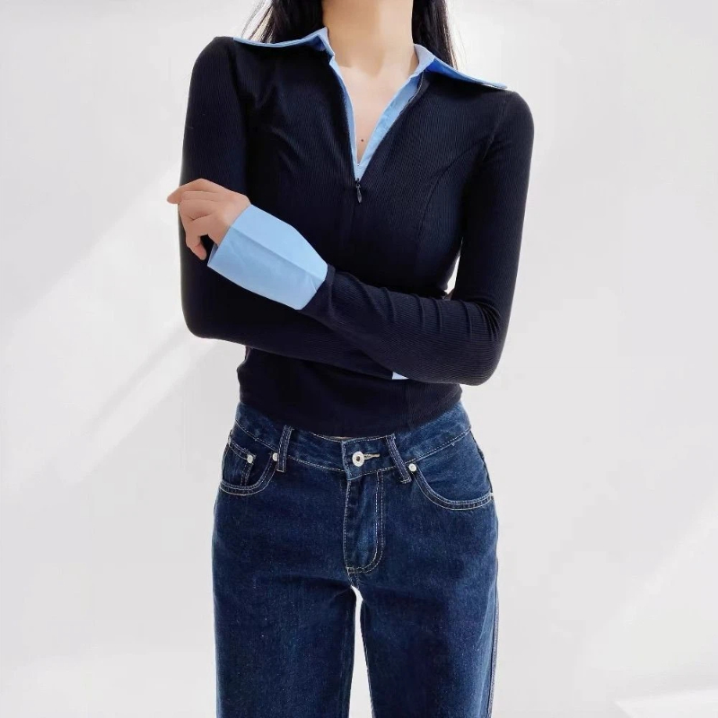 Women Formal Wear Tops - Chemisier élégant à col polo, effet