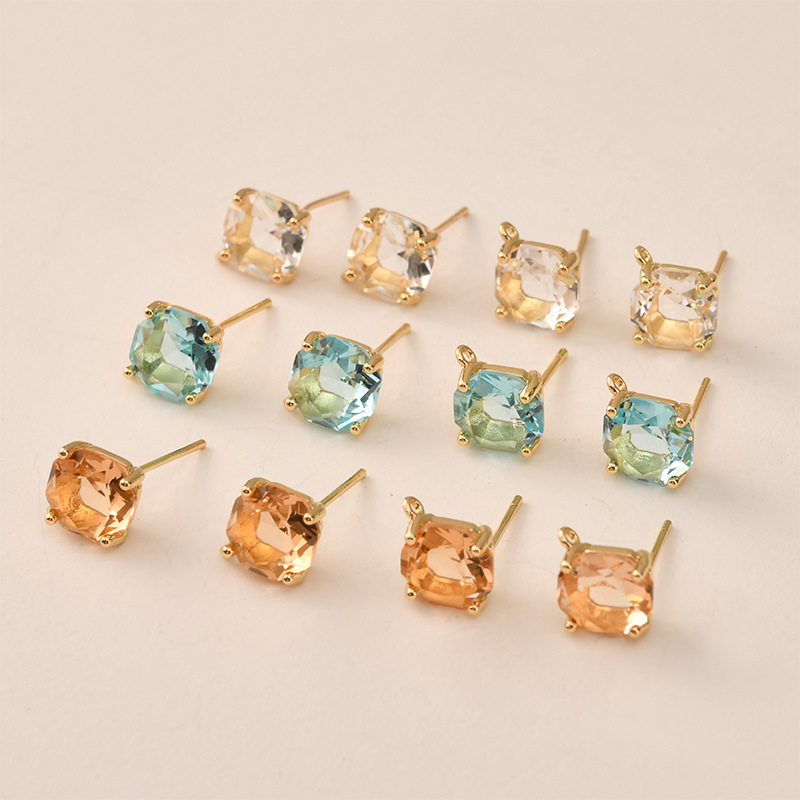 Pearl Earring Stud - Boucles d'oreilles carrées en verre à