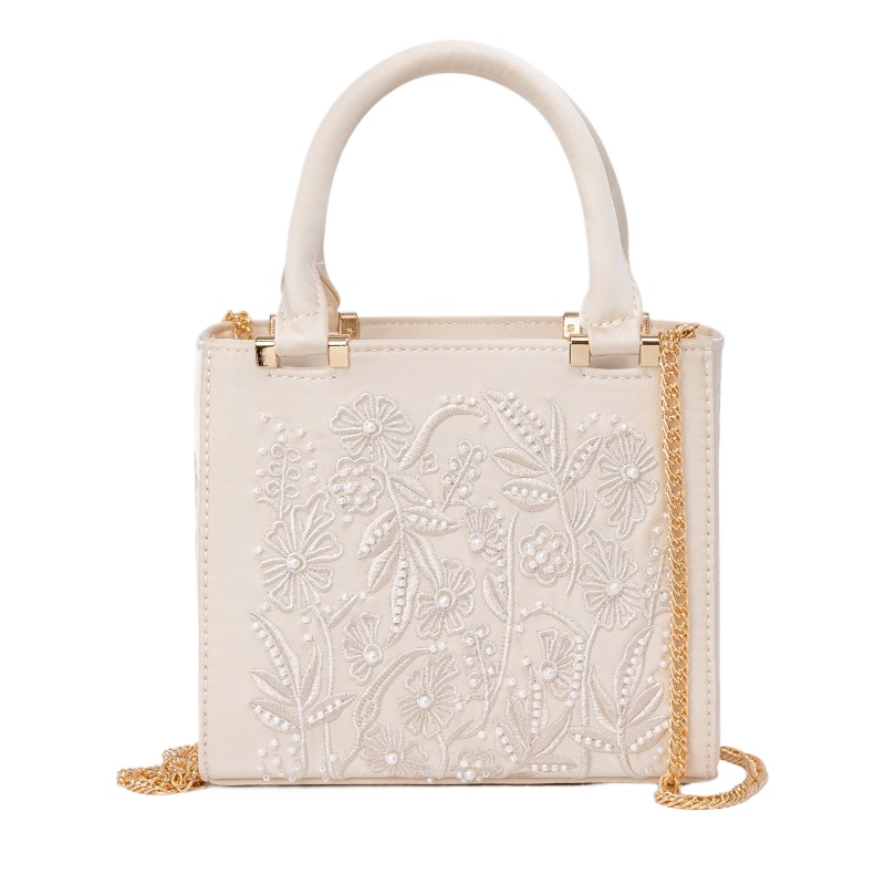 Shoulder Bag Structured - Sac à main brodé de perles,
