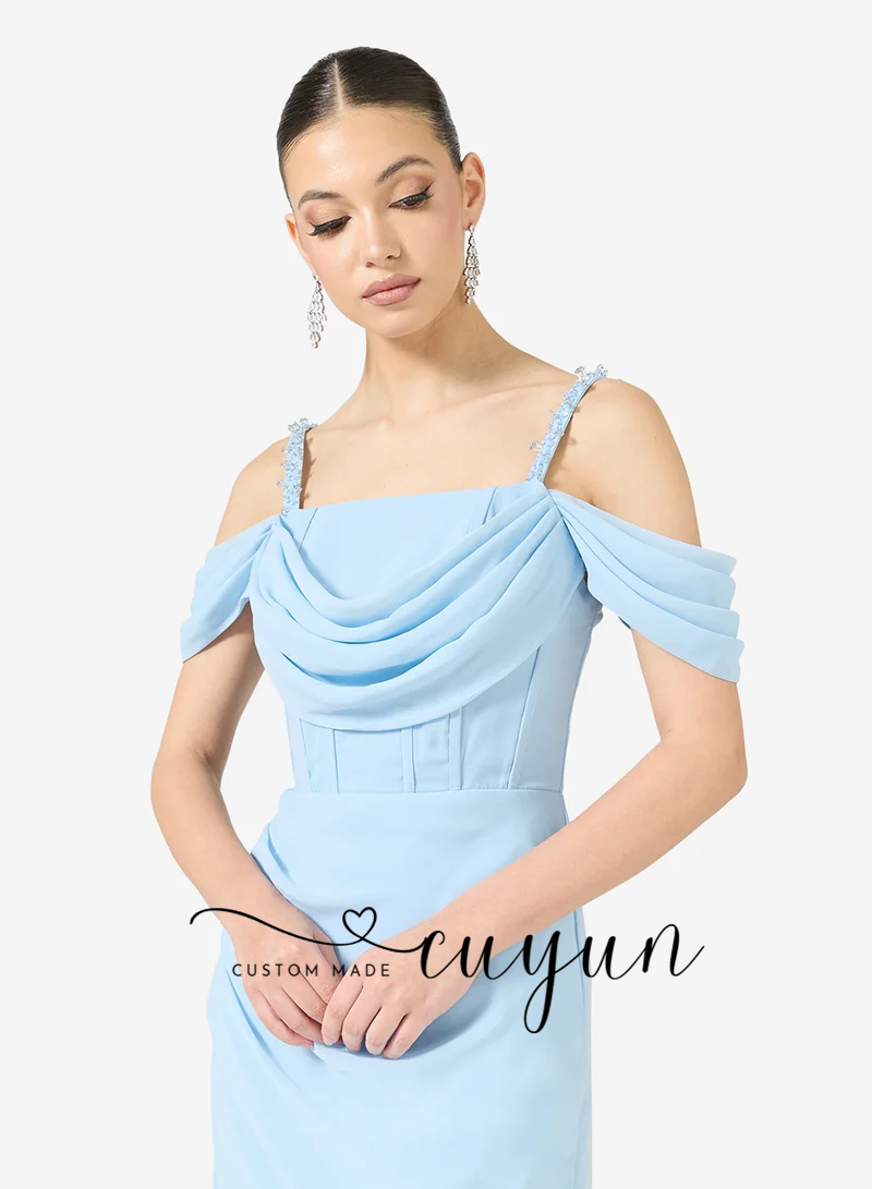 CUYUN personnalisé bleu ciel r - Women'S Formal Dinner Wear avis et prix